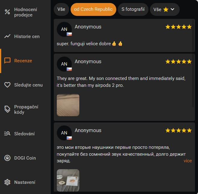 Snadné zobrazení recenzí s fotografiemi