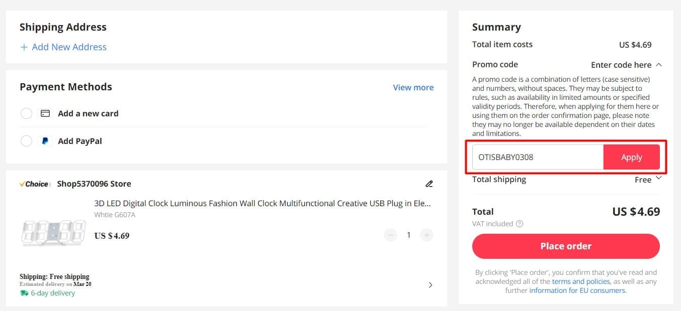 How to enter Aliexpress coupon code when placing an order How to apply an AliExpress promotional code