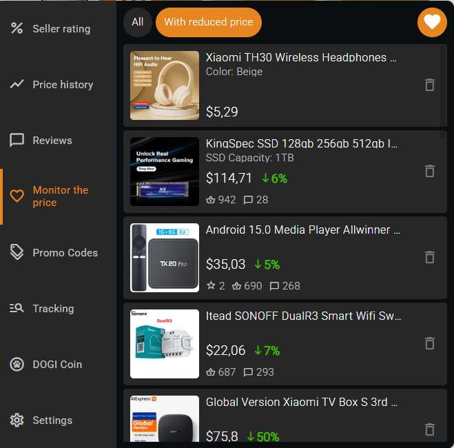Price tracking Price tracking