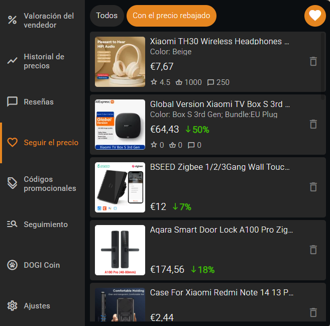 Seguimiento de precios Seguimiento de precios