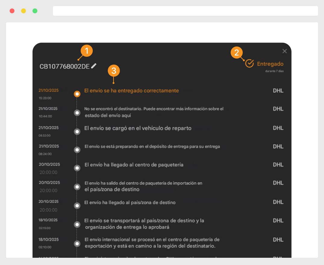 Seguimiento de entrega