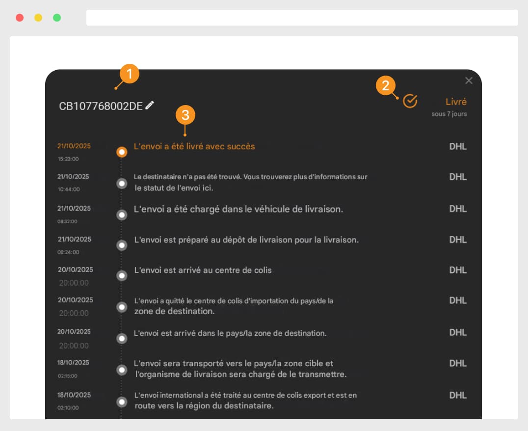 Le suivi de la livraison