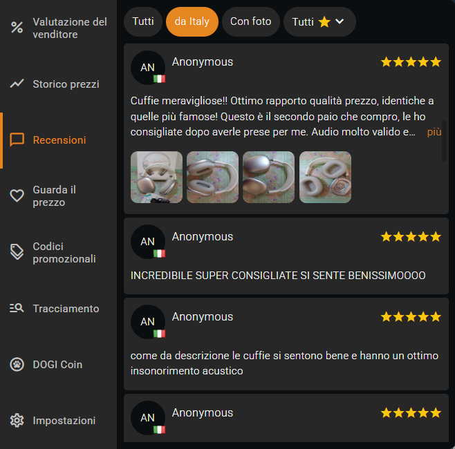 Visualizza facilmente le recensioni